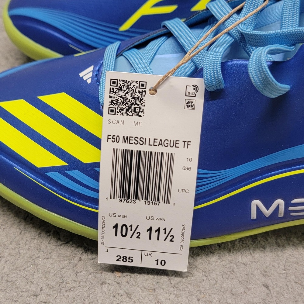 Adidas F50 Messi League TF Shoes Mens 10.5 Blue Turf Soccer Cleats Sneakers - Picture 2 of 12